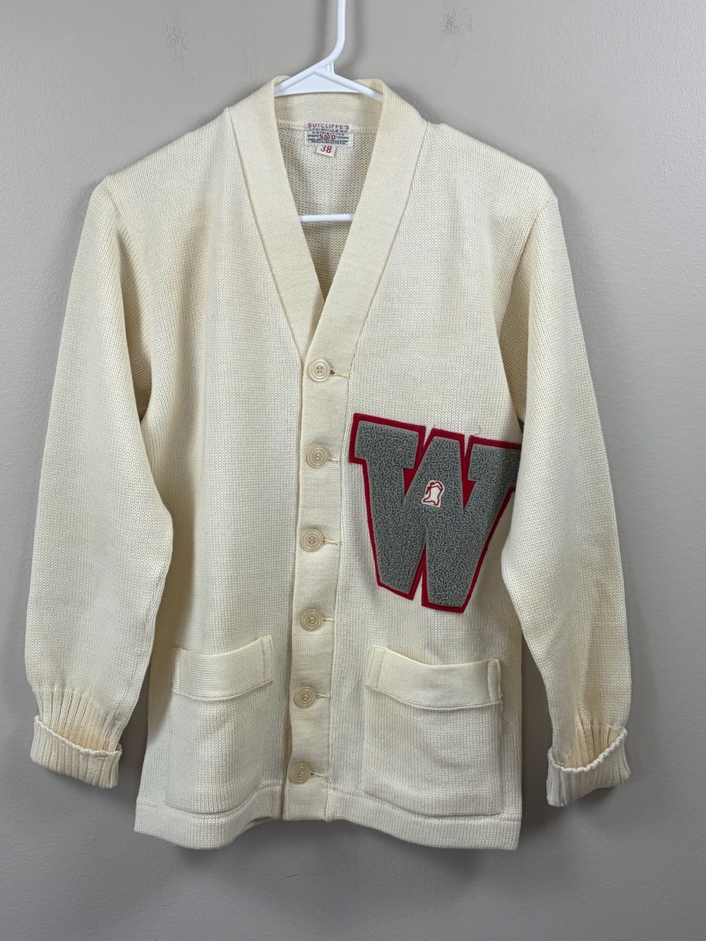 Vintage 1962 Varsity Letterman Cardigan Sweater Size S/M